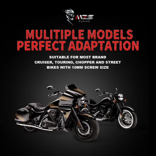 Miniatura 7 de MZS Espejos cromados para motocicleta de 0.394 pulgadas, espejo lateral universal de aluminio compatible con Touring Cruiser Chopper Street Naked