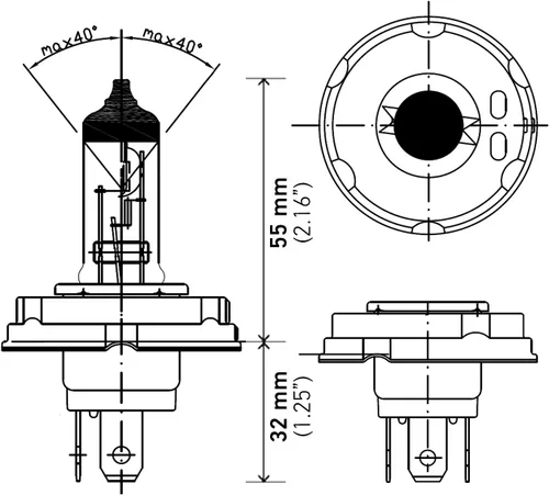 Miniatura 3 de HELLA Bombillas halógenas estándar H4 P45TTB, 12 V, 60/55 W