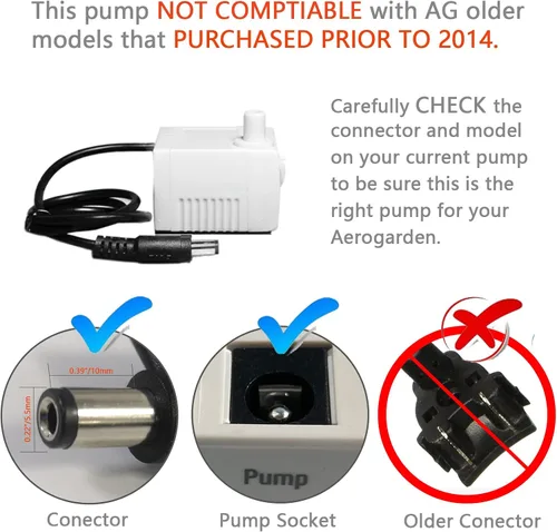 Miniatura 5 de Bomba de repuesto Aerogarden compatible con todos los modelos Harvest Bounty Farm Extra Ultra, modelo de repuesto de bomba #200623, se incluyen 10