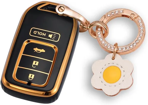 Funda para Llavero Keychain de 4 Botones para Honda Accord Civic HR-V Fit Passport Pilot, Accesorios para Coche 2013-2022, Negro
