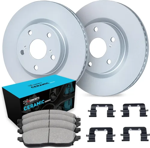 R1 Concepts Frenos y rotores delanteros, accesorios incluidos, kit de pastillas de freno y rotores de cerámica delanteras, compatible con Chrysler