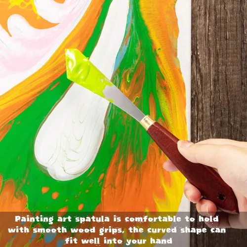 Miniatura 7 de Juego de cuchillos de paleta, espátula, cuchillos de paleta, cuchillo de pintura de acero inoxidable, raspador de mezcla, accesorios de pintura al