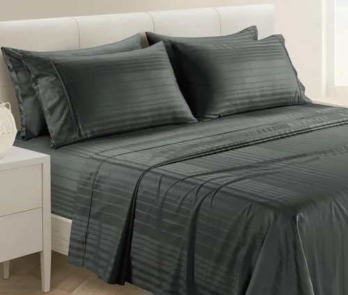 Miniatura 26 de Casa Platino Sábanas tamaño King de 500 hilos, satén suave, 100% algodón, sábanas de 6 piezas con sábana encimera, sábana bajera ajustable y fundas