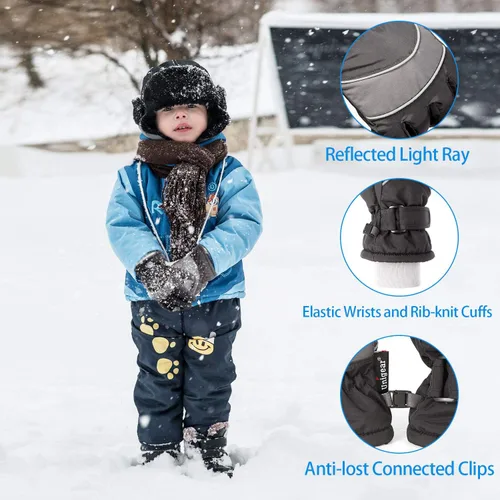 Miniatura 6 de Unigear Guantes de esquí para niños, impermeables, para invierno, clima frío, snowboard y snowboard, se adaptan tanto a niños como a niñas