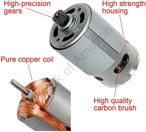Miniatura 2 de Motor de Reemplazo RS550 12V 12 Dientes (Φ8.6mm) para Herramienta Eléctrica, Motor de 9.6-25V 9-15 Dientes 25000 RPM para Batería y Taladro Sin