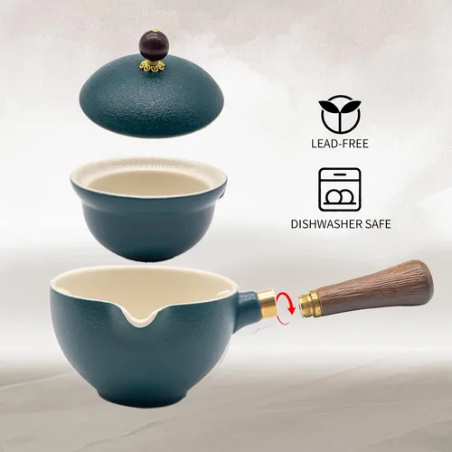 Miniatura 4 de LURRIER Juego de té chino de porcelana Gongfu, juego de tetera portátil con rotación de 360 grados, tetera y embudillo, todo en una bolsa de regalo