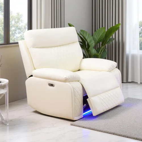 Miniatura 28 de Juego de Sofá Reclinable Eléctrico, Juego de Sofá y Sillón Reclinable de Cuero Negro, Juegos de Muebles de Sala de Estar, Sofá de Dos Plazas