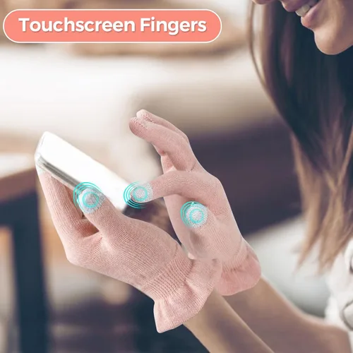 Miniatura 4 de Donfri 2 pares de guantes hidratantes de algodón para pantalla táctil durante la noche para SPA manos secas, cuidado de manos hidratantes día
