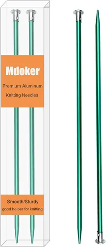 Miniatura 12 de Mdoker Agujas de tejer de aluminio de 13.8 pulgadas, aguja de tejer para suéter de metal recto de un solo punto de color para proyectos de tejer