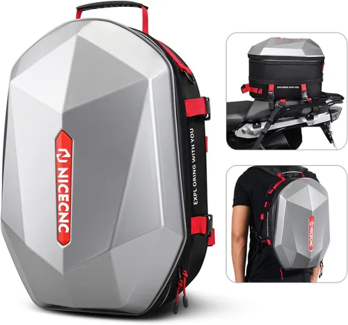 Miniatura 10 de NICECNC Mochila para casco de motocicleta, Negro & gris, Grande, Equitación