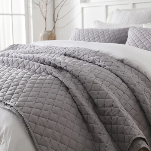 Miniatura 3 de Wistown Juego de ropa de cama reversible tamaño Queen, juego de colcha suave y ligera de 3 piezas para todas las estaciones, patrón de diamante
