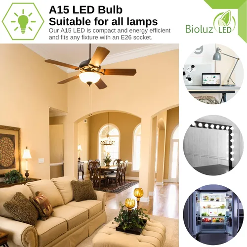 Miniatura 2 de Bioluz - Bombillas LED regulables, equivalente a 60 W (8 W), base media tipo A, blanco suave 3000 K, paquete de 4, eficiencia energética, reemplazo