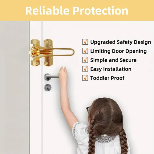 Miniatura 4 de Alise Protector de puerta de barra oscilante, cerradura de pestillo de puerta para puertas delanteras e interiores, pestillo de seguridad de puerta