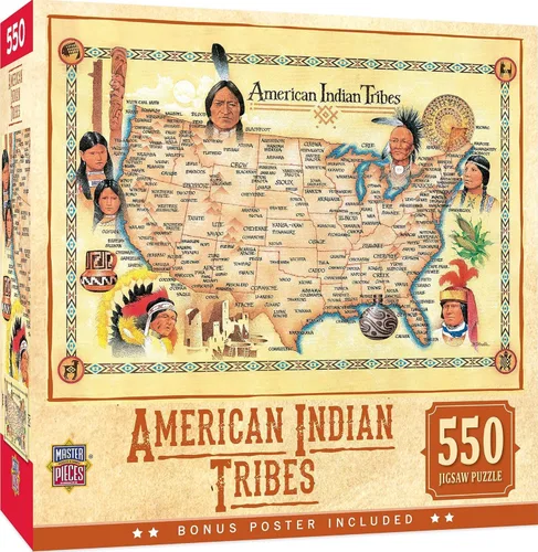 MasterPieces Rompecabezas de 550 piezas para adultos, familia o jóvenes, tribus indias americanas, 18 x 24 pulgadas