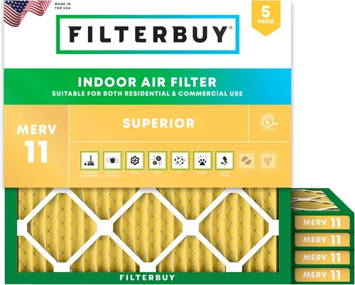 Miniatura 15 de Filterbuy Filtro de aire MERV 11 de 14 x 24 x 1 superior, defensa de mascotas y alergias (paquete de 5), filtros electrostáticos plisados para horno
