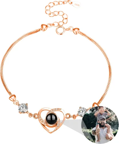Miniatura 43 de Godchoices Pulsera de fotos personalizada, pulsera de proyección de fotos con imagen en el interior, collar con texto en inglés "I Love You