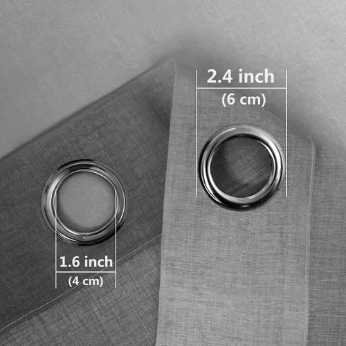 Miniatura 4 de DWCN Cortinas Transparentes de Lino Sintético Negro Degradado Ombré - Cortinas Semi Transparentes de Gasa con Ojales en la Parte Superior
