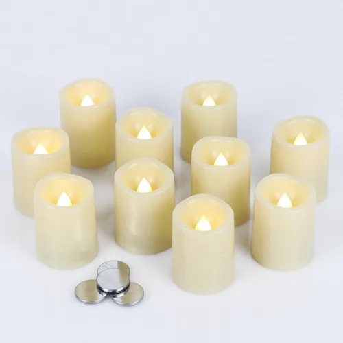 Miniatura 9 de Velas de pilar sin llama negras con temporizador de 6H, alimentadas por batería AAA, mecha y cera reales, velas LED parpadeantes con tema