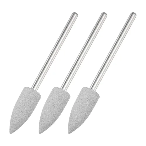 Miniatura 10 de uxcell Piedra montada abrasiva de 80 granos 0.093 in vástago de 1/4 "(6 mm) de diámetro cabezas puntiagudas ruedas de pulido y pulido de piedra