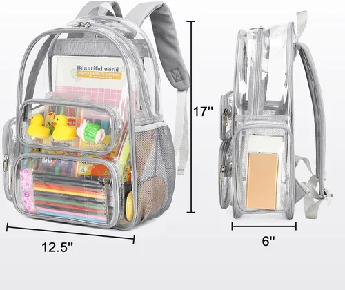Miniatura 124 de CAMTOP Mochila transparente resistente y transparente para estudiantes, escuela, trabajo, festival, viajes, deportes, Beige, Mediana, Camtop Mochila