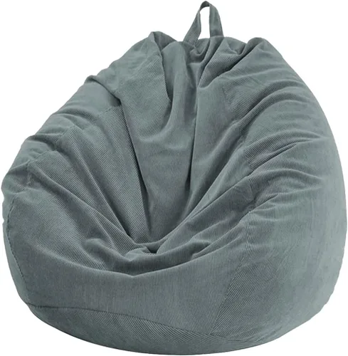 Lukery Puf para adultos (sin relleno), funda de puf de color sólido, puf de pana, cómodo puf perezoso, almacenamiento de animales de peluche para
