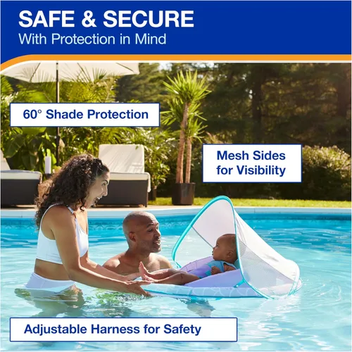 Miniatura 4 de SwimWays Infant Spring Float, Baby Pool Float with Canopy & UPF Protection, Swim Training PFD, Swimming Pool Accessories for Babies 3-9 Months 2