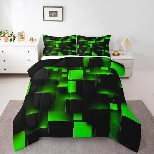 Miniatura 18 de Feelyou Juego de edredón de nido de abeja, edredón hexagonal rojo degradado para niños, niñas, adolescentes, juego de ropa de cama geométrico, Multi