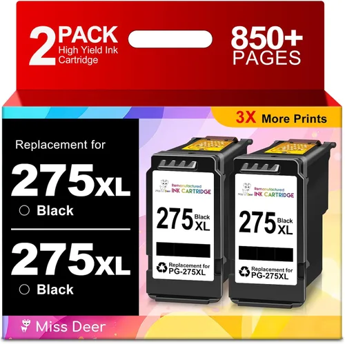 Miniatura 9 de Miss Deer Paquete de 2 cartuchos de tinta 275 y 276, repuesto compatible para Canon PG-275XL CL-276XL XL de alto rendimiento, para impresoras Pixma