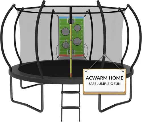 Miniatura 13 de ACWARMHOME Trampoline Outdoor 16FT 15FT 14FT 12FT 10FT 8FT with Enclosure, Non-Slip Ladder & Anti-Rust Coated Frame, Backyard Large Recreational