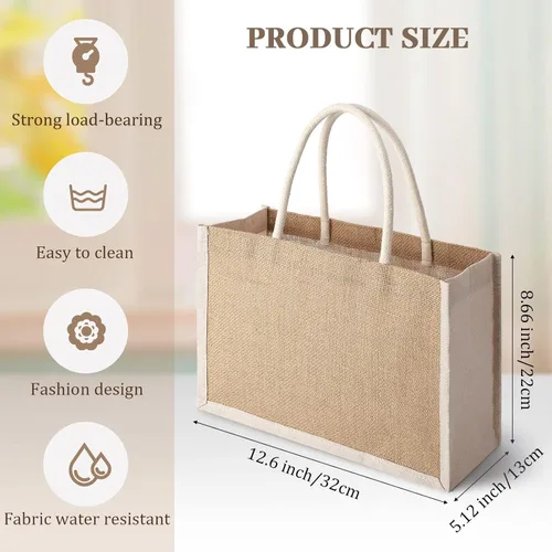 Miniatura 4 de Boao 10 bolsas pequeñas de yute de arpillera con asa, bolsas de regalo de yute para novias, bolsas de bienvenida de arpillera a granel para mujeres