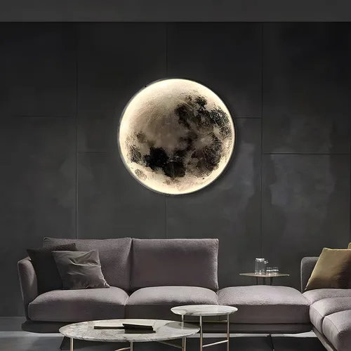Miniatura 4 de Aplique de pared de luna regulable, lámpara de pared enchufable para mesita de noche, moderna iluminación LED montada en la pared para sala
