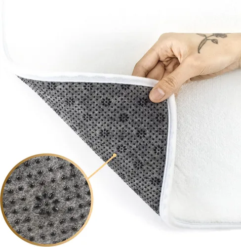 Miniatura 7 de LB Tapete de baño de muñeco de nieve de Navidad para baño, copos de nieve blancos de vacaciones de invierno sobre tablas de madera gris rústicas