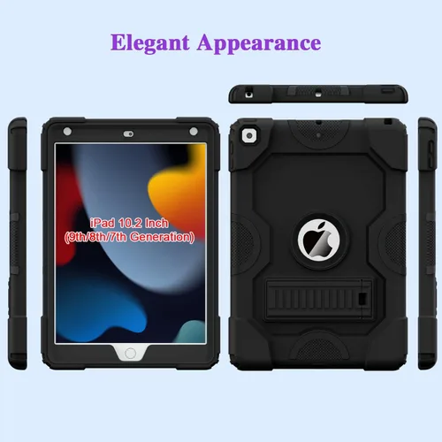 Miniatura 7 de ZoneFoker - Funda para iPad de 9.ª generación, funda para iPad de 8.ª y 7.ª generación, funda para iPad de 10.2 pulgadas 2021/2020/2019, funda Negro