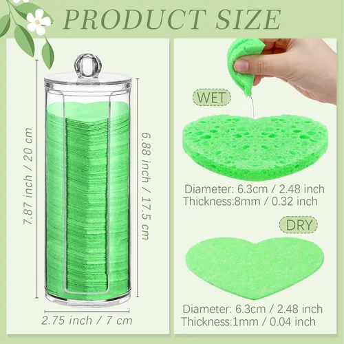 Miniatura 2 de Sieral 120 unidades de esponjas faciales comprimidas con contenedor, almohadillas desechables para la limpieza del rostro, exfoliación, remoción