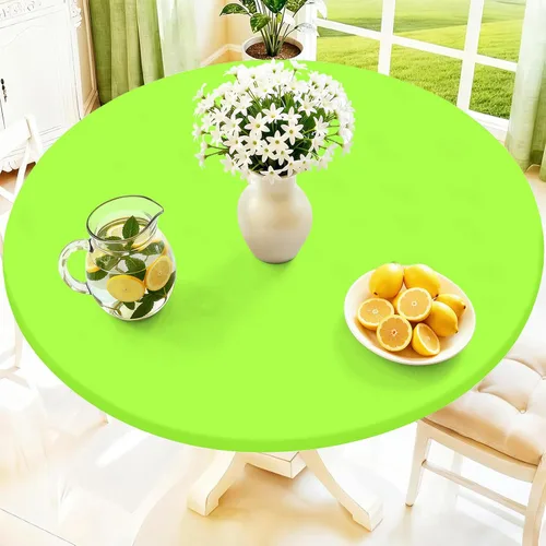 Miniatura 10 de Moosfor Mantel redondo de elastano, elástico ajustable impermeable para mesas de 18 a 24 pulgadas, mantel de picnic elástico lavable para Azul