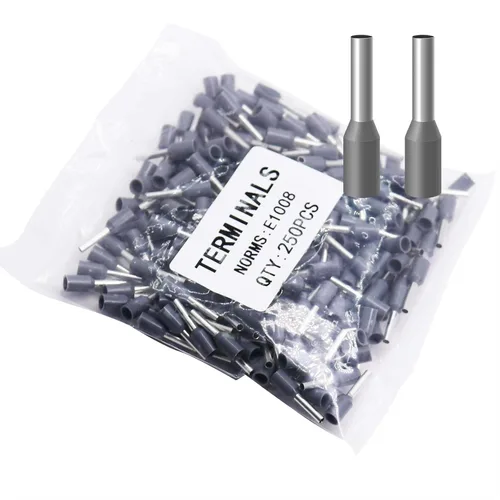 Miniatura 48 de Fidioto AWG12 Casquillos de Alambre Terminales, juego de 250 piezas AWG12 Conector de Terminal de Alambre con Pin Aislado para Terminales de Punta