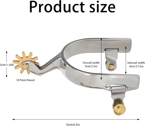 Miniatura 2 de Watris Veiyi 1 par de espuelas de caballo para hombres y mujeres, espolones de botas de acero inoxidable, accesorios de espuelas no se oxidan