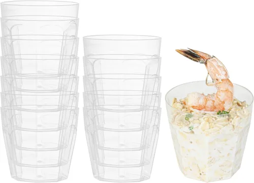 Miniatura 6 de Restaurantware Vasos de postre de 5 onzas, 100 mini tazas desechables para aperitivos, diseño redondo en espiral, tazas de plástico transparente