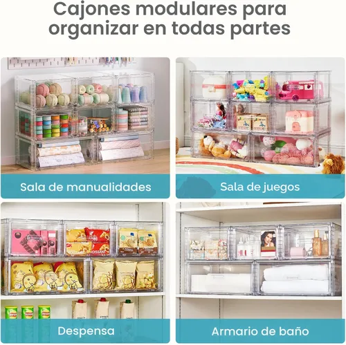 Miniatura 9 de Vtopmart - Paquete de 4 unidades de cajones de almacenamiento apilables transparentes de 18QT, organizadores de armario de fácil montaje