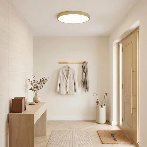 Miniatura 6 de SOTTAE Lámpara de techo LED de metal dorado cepillado de 12 pulgadas, 3000-5000 K, 20 W, delgada, redonda, moderna, de perfil bajo, para dormitorio