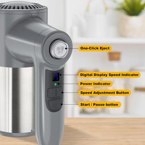 Miniatura 7 de Batidora de mano inalámbrica, mezcladora eléctrica de mano con pantalla digital de 7 velocidades recargable con 6 accesorios de acero inoxidable