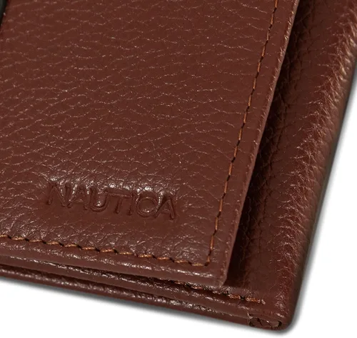 Miniatura 82 de Nautica Men's Trifold Wallet RFID Blocking Protection ID Window Card Slots Genuine Leather Durable