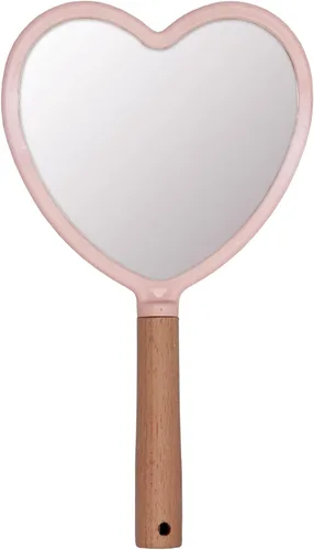 Eaoundm Espejo de mano para maquillaje, pequeño espejo de mano de madera portátil, espejo de tocador de viaje para hombres y mujeres, 5.5 pulgadas