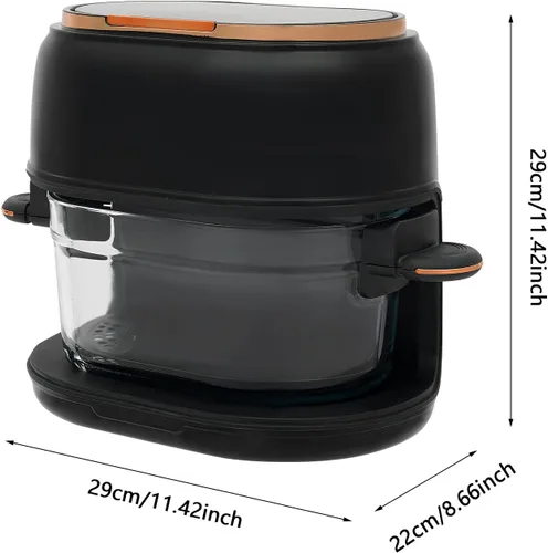 Miniatura 3 de Freidora de aire de vidrio de 4.2 cuartos con pantalla táctil, control de temperatura de 140 a 374 °F, preajuste inteligente de 24 horas, Negro