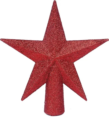 YYCRAFT Adorno de Estrella con Purpurina para la Punta del Árbol Decoración Navideña - 6 Pulgadas, Rojo