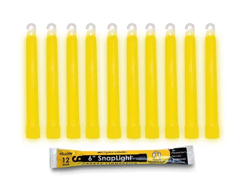 Cyalume barras luminosas amarillas de emergencia - Barras de luz SnapLight de supervivencia premium de 15 cm con 8 horas de duración para uso como