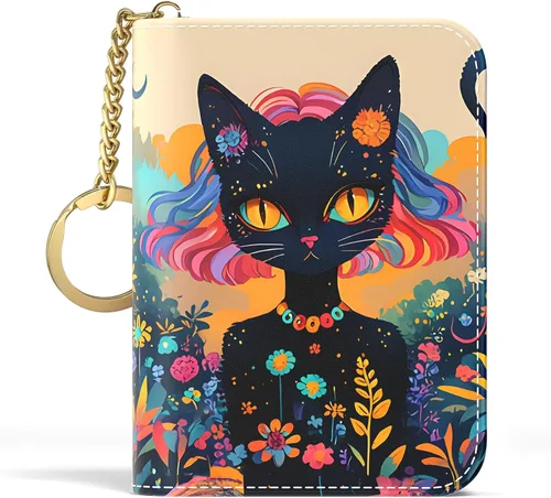 Miniatura 56 de Aiawoxc - Tarjetero para Tarjetas de Crédito para Mujer, Pequeño Organizador de Tarjetas de Negocios de Cuero Delgado con RFID, Cremallera