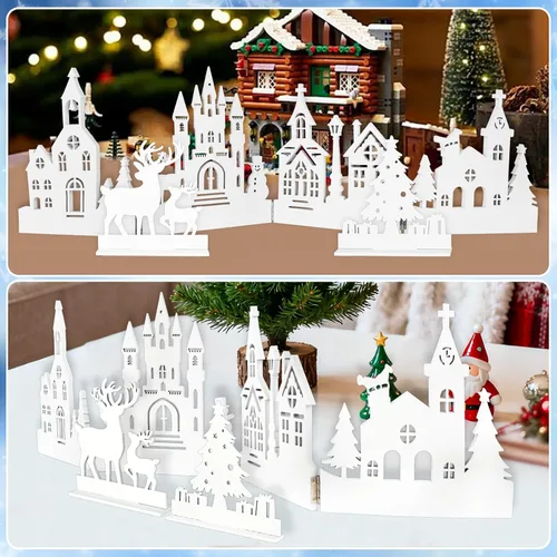 Miniatura 4 de Juego de centros de mesa de Navidad para mesas, decoración de mesa de iglesia plegable, decoración rústica de Navidad para el hogar, decoración