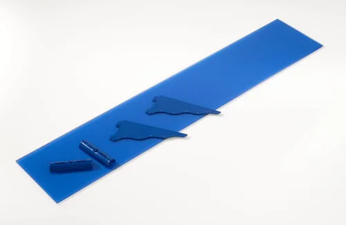 Miniatura 2 de LTL Home Products Kit de estante de pared de vidrio azul rompecabezas, 11" x 24", con soporte azul ondulado Wave Bkye