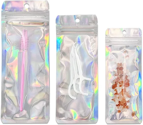 Miniatura 2 de PABCK 100 unidades de 2.36 x 5.9 pulgadas (tamaño interior de 1.9 x 4.65 pulgadas), bolsas de papel de aluminio resellable frontal transparente